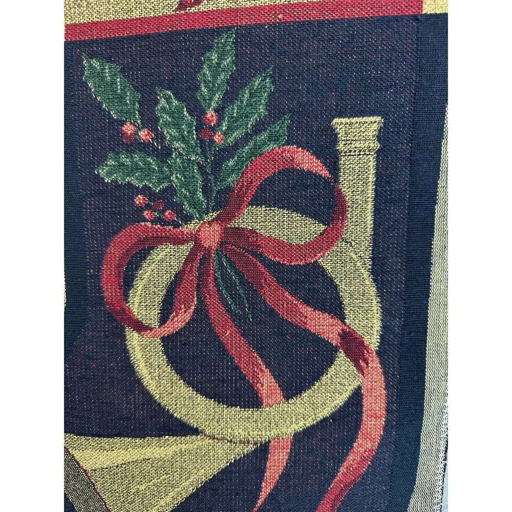 Tapestry Christmas Stocking Panel French Horn Navy 13 x 18 VTGCotton Craft Decor